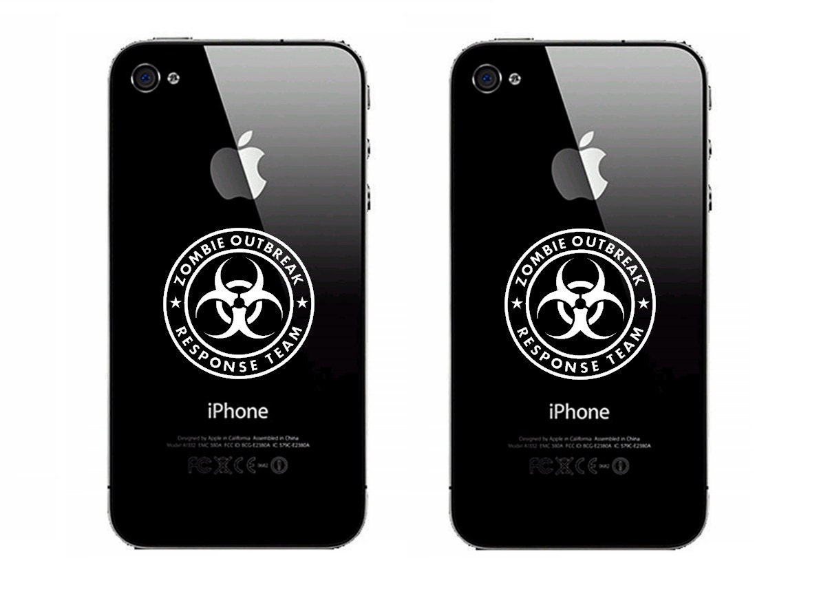 Zombie Outbreak Response Team - ( One Pair of White Vinyl Decals ) - Car Stickers / Decals - IPhone, Macbook, PS3, Xbox360