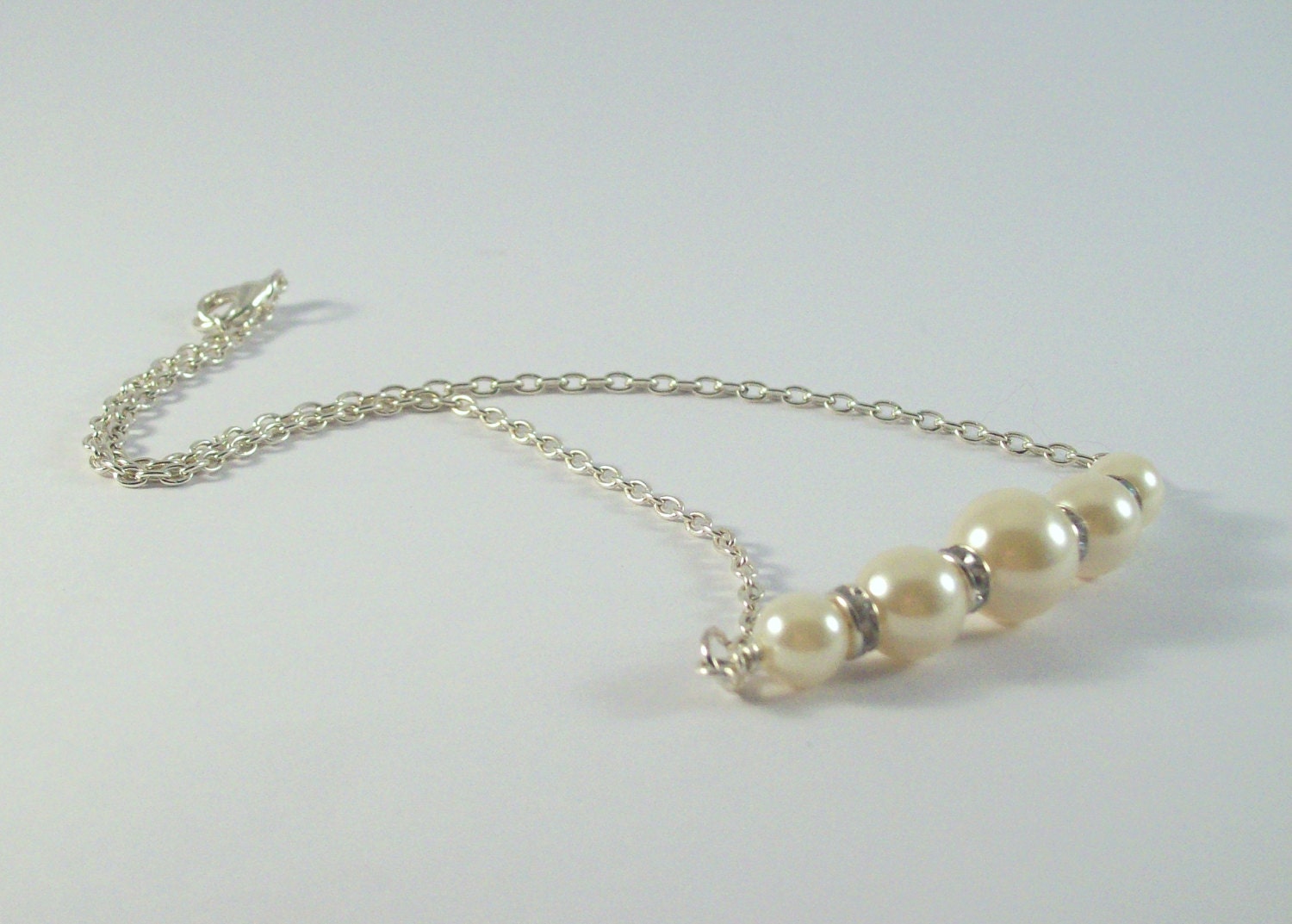Bridal Pearl and Rhinestone Set, Bridal Jewelry Set, Pearl Bridal Jewelry