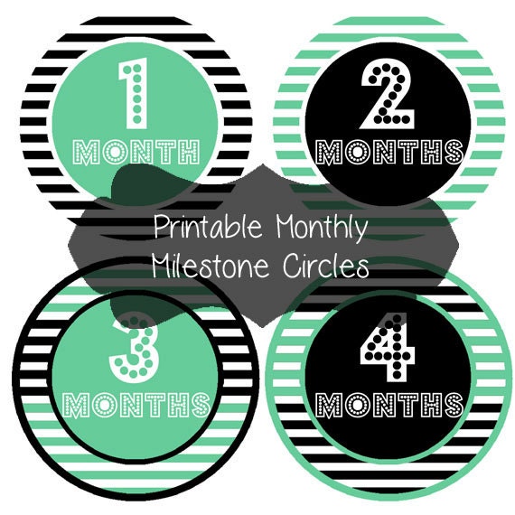 INSTANT DOWNLOAD - Printable Baby Boy Monthly Milestone Circles