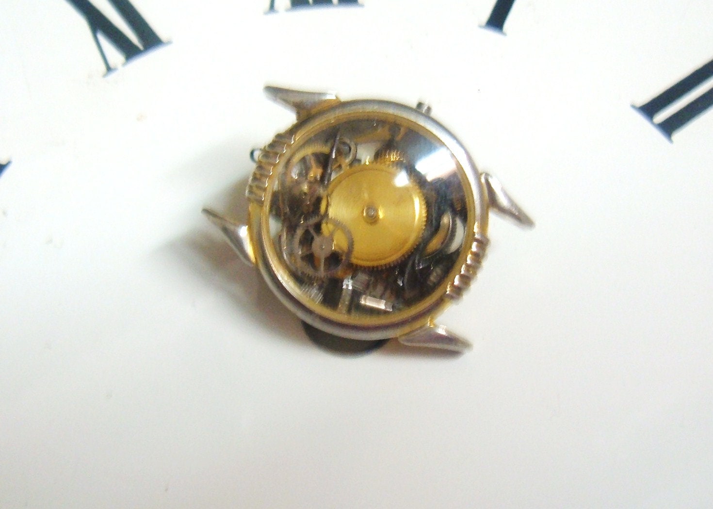 Watch Parts Brooch Pin Upcycled Vintage Case and Vintage and Antique Watch Parts  OOAK