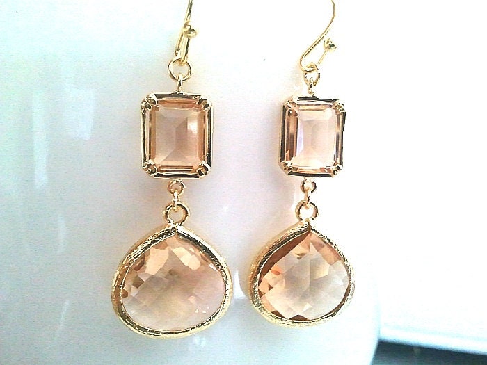 Autumn in Love Champagne Gold Earrings, Drop Earrings, Dangle Earrings, Gemstone,Wedding Jewelry, Bridesmaid Earrings,mother's day gift