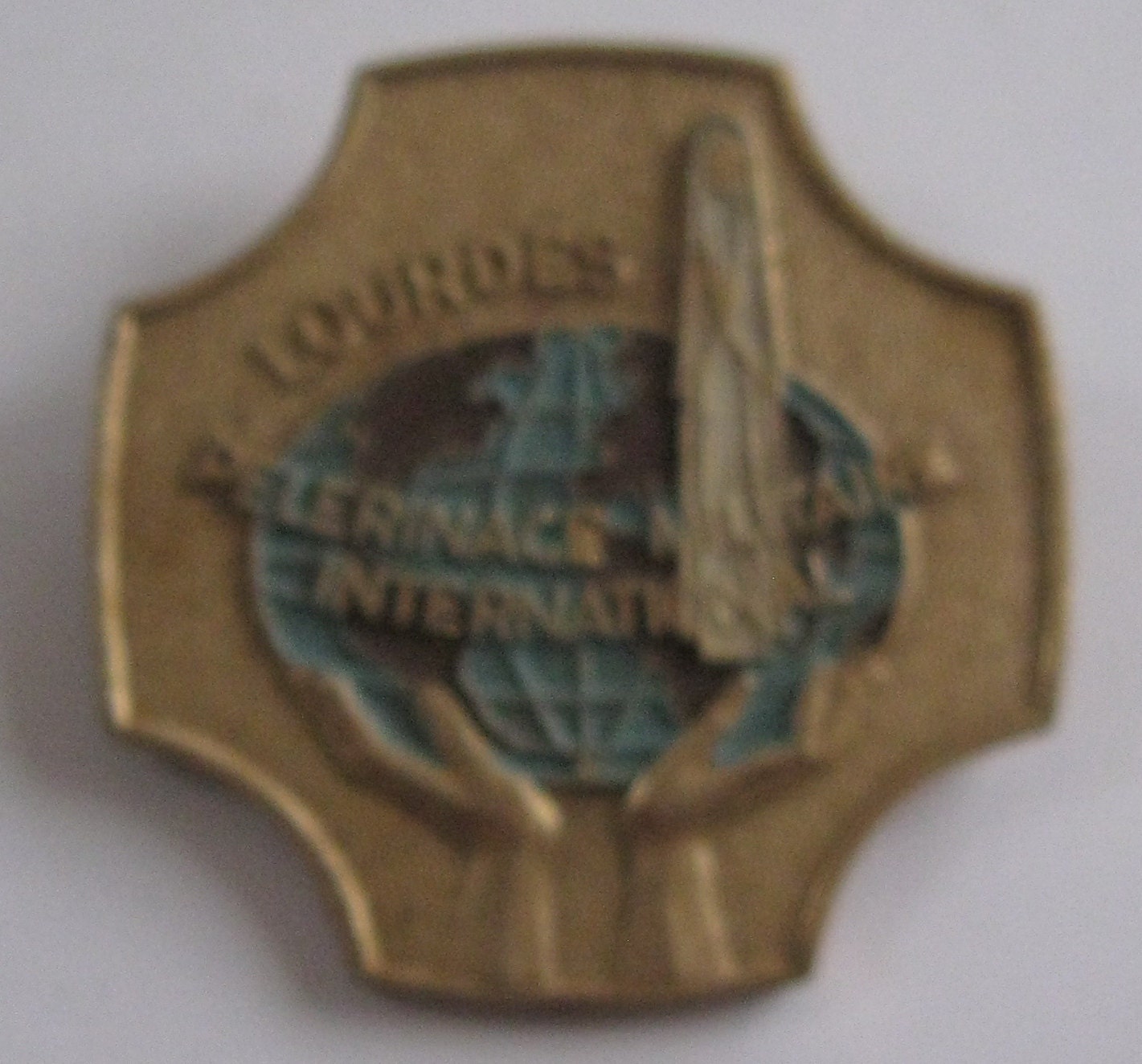 Vintage LOURDES Souvenir LAPEL PIN 1960s