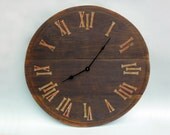 23'' large rustic wall clock, unique big wall clock from old wooden wine barrel
