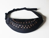 NEW IN: Black Gold Love Heart Studded Bum bag/ Fanny pack/ Hip Bag with FREE shipping and headband