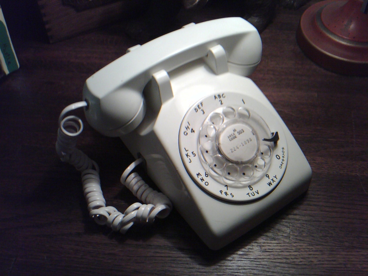 Vintage Desktop Rotary Phone Solid White by LegendaryMerchandise