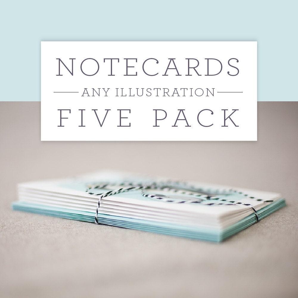 Set of 5 Blank Notecards - Your Choice