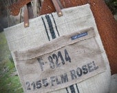 hand bag linen antique grainsack shoulder bag