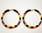 Native American Peyote Stitch Beaded Hoop Earrings