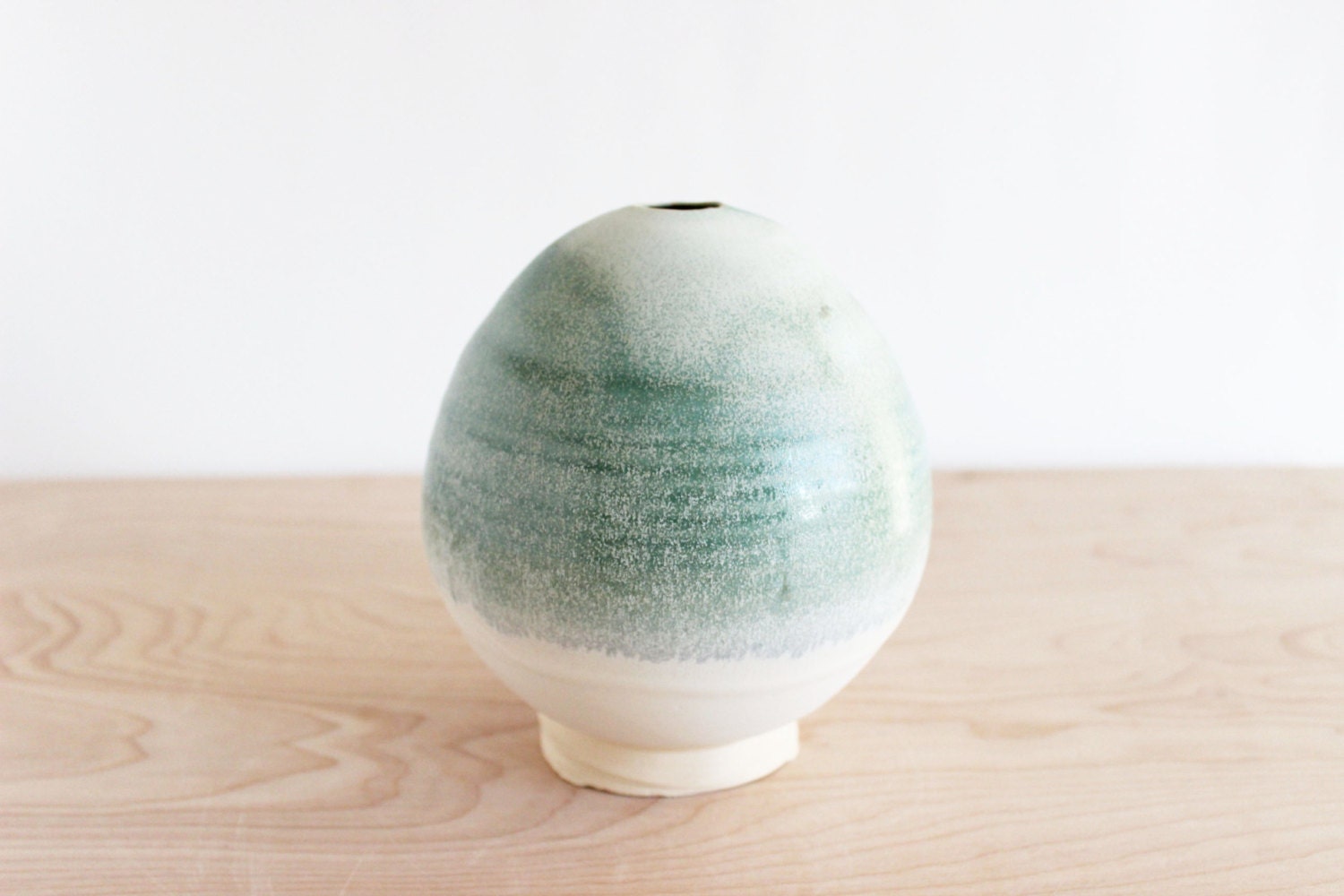 Modern pottery vase, organic round green home decor, bulb ceramic pottery vase