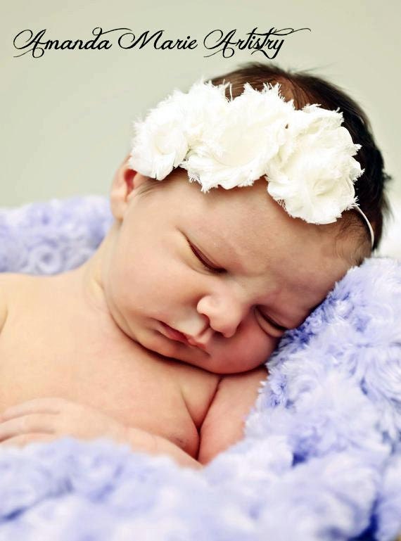 Christening Headband .. Baby Baptism Headband .. Baby Girl Headband .. Newborn Headband .. Shabby Ivory Flower Headband
