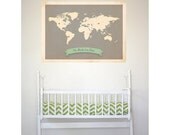 25% OFF SALE Roots World Map 18x24 Customized Print (Grey)