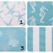 Coastal Blue pillow cover 20" x 20" One cushion cover in coastal seafoam blue and white throw pillow ocean beach decor