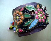 He Loves Me- He Loves Me Not recycled tin-eco-friendly-rustic-floral-mixed-metal-cuff by Anvil Artifacts