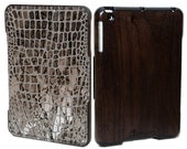 iPad Mini Case Made from Solid Walnut in an Ebony Finish and Treeshell Designer Leather cover
