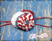 Red, Navy Blue, White Headband, Sailor Hair Bow, July 4th Hair Accessories, Fabric Flowers, Baby Girl Hair Bow, Hair Clip, Brooch
