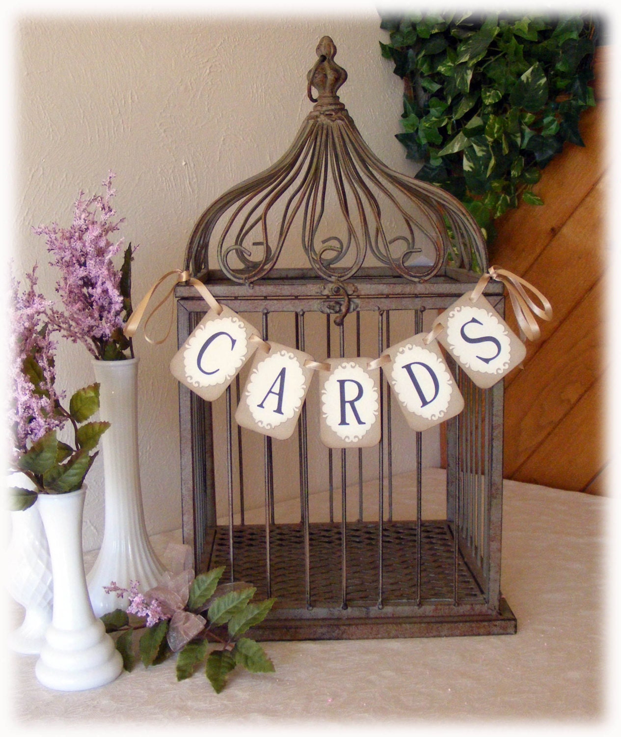 Victorian miniature CARDS banner for your wedding card box or birdcage - your choice of colors