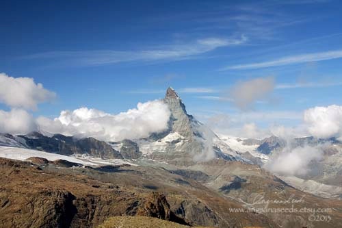 Matterhorn Switzerland Photo, Swiss Alps, 8x12 art print, Zermatt, Alpine, Snow mountain, Travel photography, Wall decor, For dad