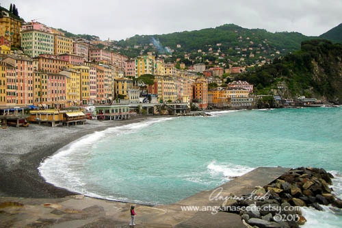 Italy riviera, Camogli, Cinque Terre, Italian, Travel photography, colorful buildings, seaside, girl, Mediterranean, home decor.