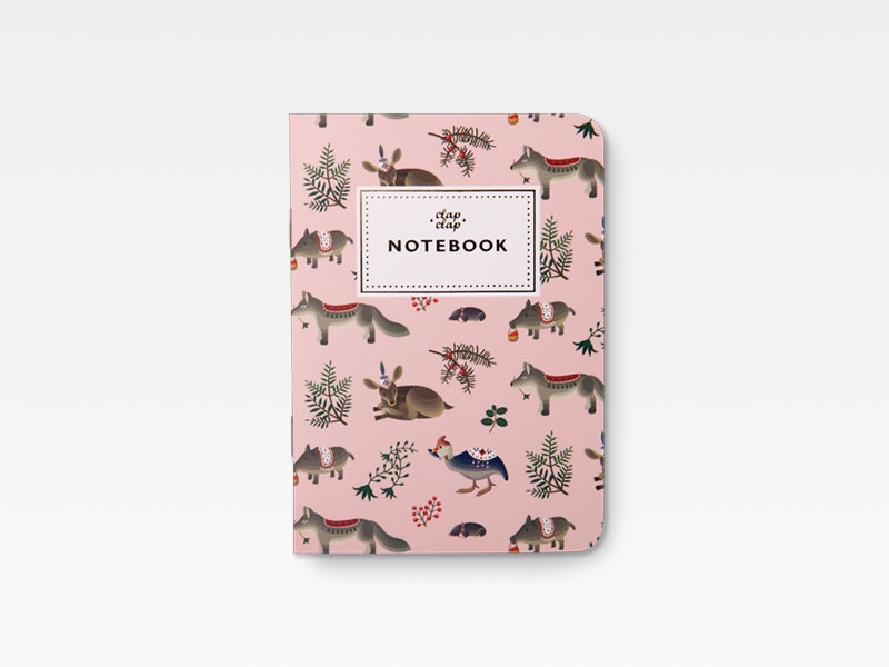 Mini Forest Animals Notebook - Pink -