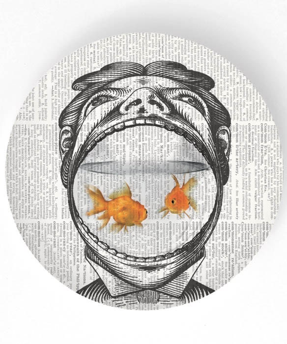 Man and his goldfish - 10 inch Melamine Plate