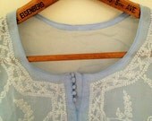 Indian periwinkle blue sheer embroidered top