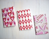 Valentines Notebooks: 3 Tiny Journals Set, Romance, For Him, For Her, Jotters, Mini Journals, Small Notebooks, Geometric - Set of 3