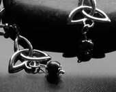 Black Pearl Celtic Knot Drop Earrings, Gifts under 10 pounds