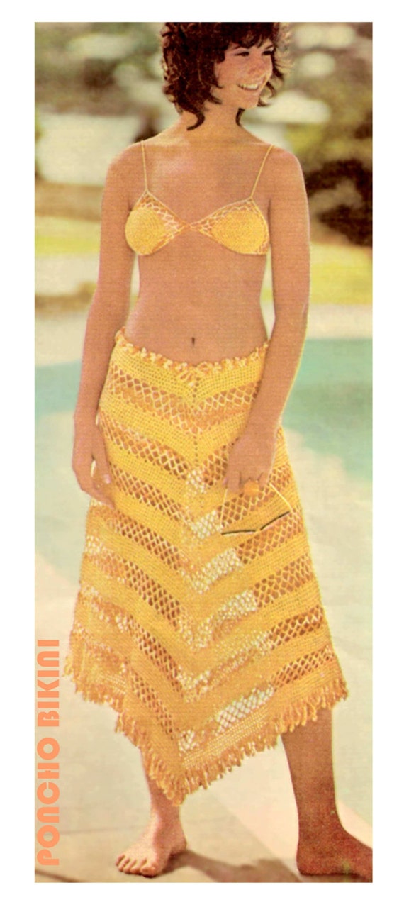 Items Similar To Vintage 70s Crocheted Bikini Pdf Pattern Swim