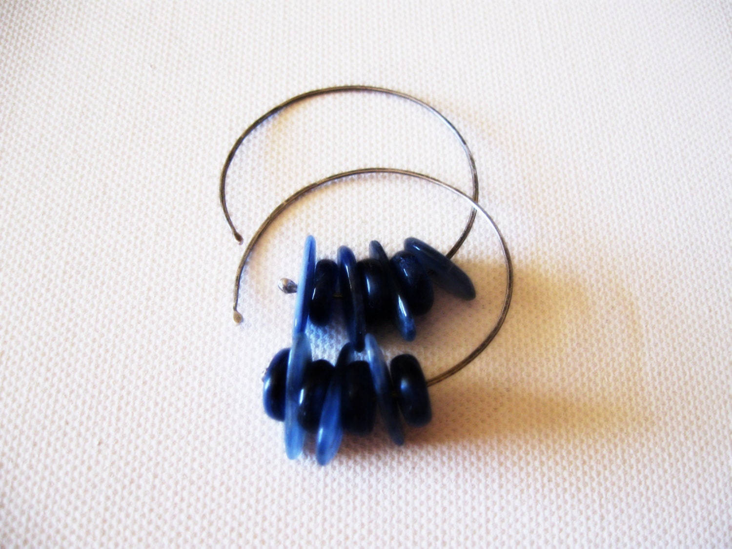 Kyanite Hoop Earrings Sterling Silver Blue Nugget Gemstone Natural Stones Industrial Metalsmith Jewelry