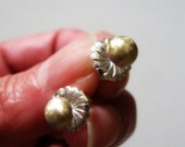 Brass Ball Studs Gold Metal Post Earrings Sterling Silver Dainty Tiny Small Metalwork Metalsmith Modern Contemporary Industrial Jewelry