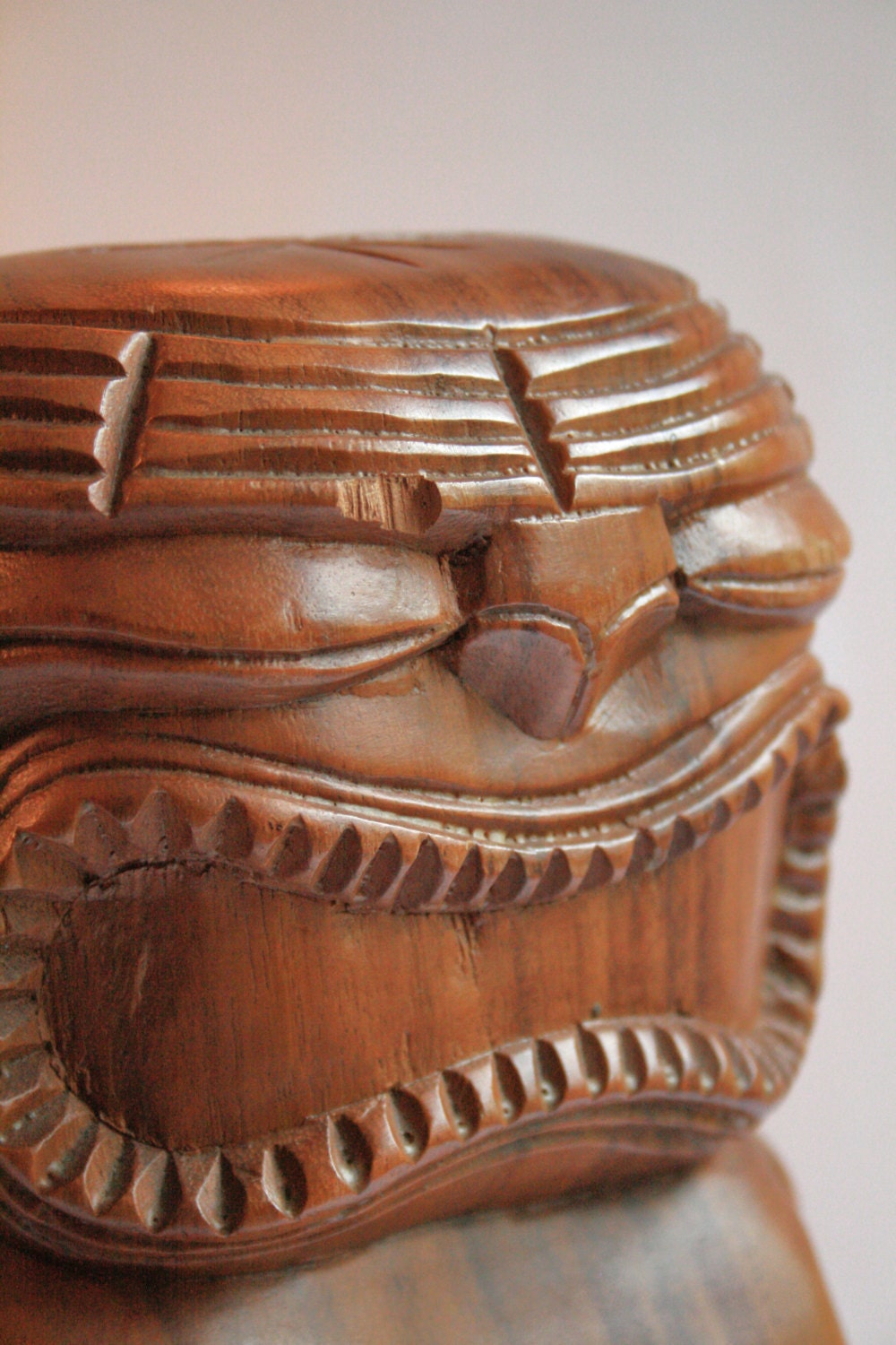 Hand Carved Wooden Hawaiian Tiki Statue Mid Century Modern Kitsch