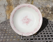Beautiful French vintage serving bowl with pink trim