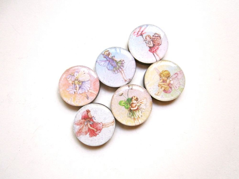 Fairies, Fairy Party, Fairy Magnets, Cyber Monday Sale, Set of 6 Magnets, Fairy Gift, Flower Fairies, Ceramic Magnet, Hostess Gift, Woodland - EveningEcho