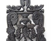 Vintage Wilton Cast Iron Trivet // Square Trivet //  Grape Clusters // Wilton Trivet //