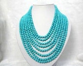 beadwork necklace,bid necklace,statement necklace,strand necklace,turquoise necklace,Beaded Jewelry With  Turquoise