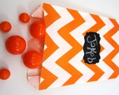 12- 5X7.5 Orange and White Chevron Bags, Treat Bags, Favors, Candy Buffet