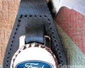 FORD LOGO ford truck Genuine dyed black Leather Key Ring Fob Fathers Day  Graduation Christmas Under 15.00