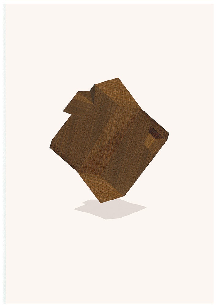 Geometric art print, Wooden Heart