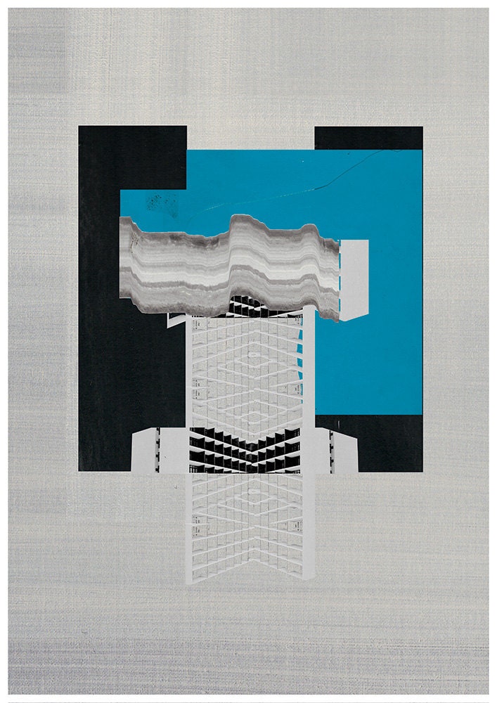 Abstract collage, Geometric art print, Abstract composition 55