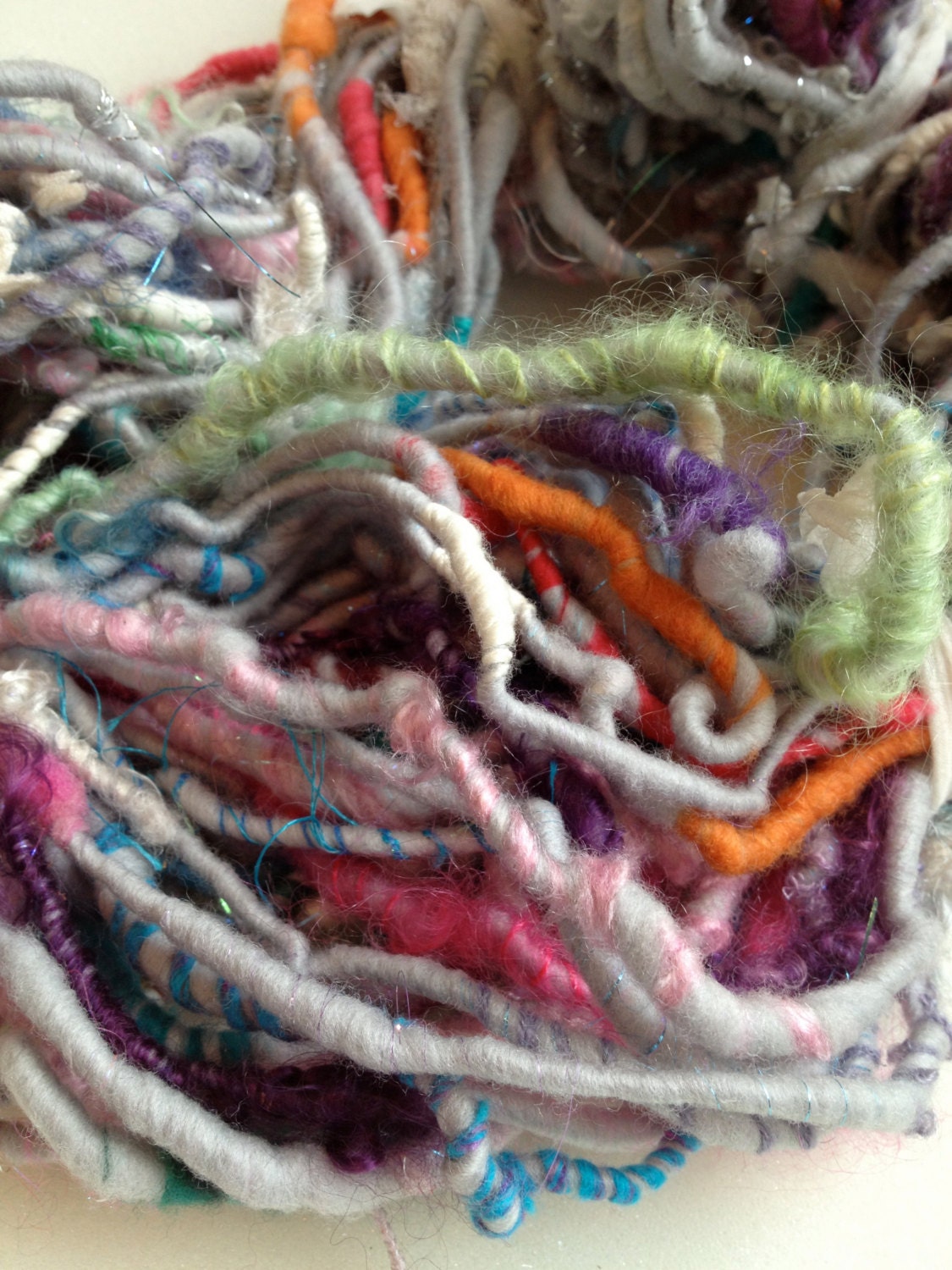 Let the Mystery Be - Handspun Art Yarn - Grey Multi Color - 47 yds.