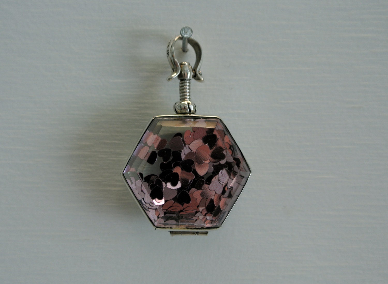 Queen of Hearts Locket - Glass Pendant - Sterling Silver