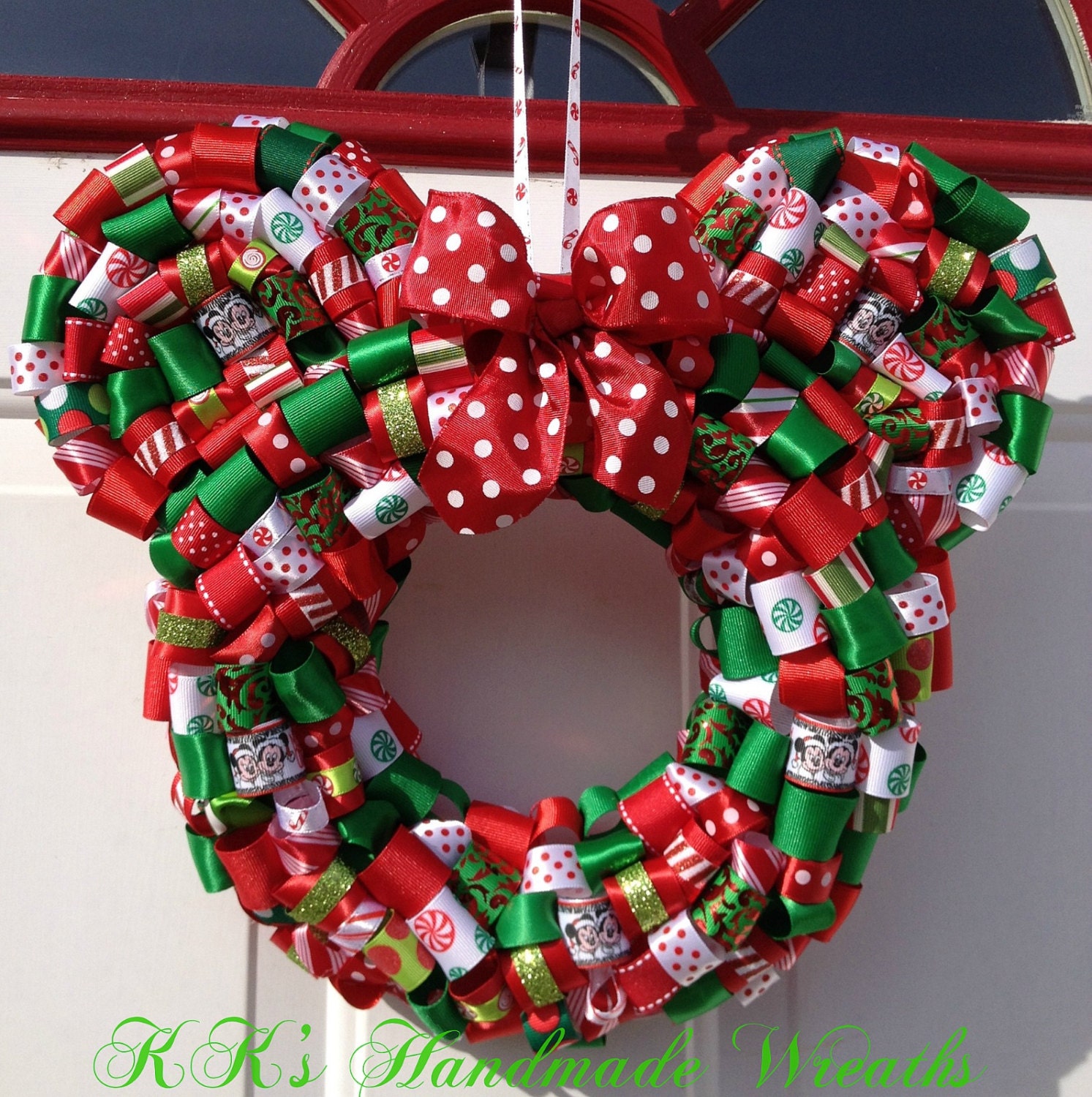 Christmas Minnie Mouse Ribbon Wreath