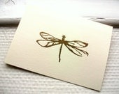 Gold Embossed Dragonfly Greeting Card Ivory