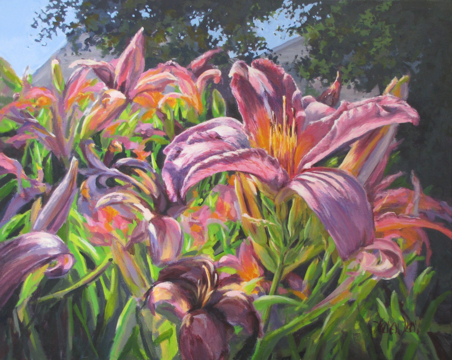 Large Original Floral Painting "Sunny Daylilly"