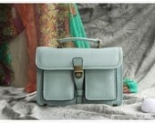 Leather Tote Bag - Briefcase - Shoulder Bag - Handbag - Satchel - Messenger Bag - Doctor Bag - IPAD Bag  - Lady Bag in Light Blue