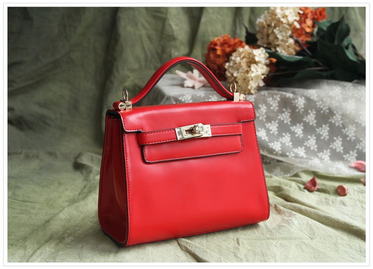 Leather Tote Bag - Briefcase - Shoulder Bag - Handbag - Satchel - Messenger Bag - Doctor Bag - Lady Bag in Red