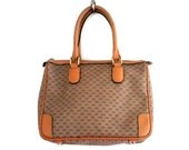 Vintage 80's Gucci Monogram Tote Bag Leather and Logo Print