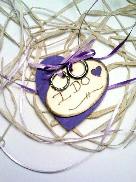 Shabby Chic Ring Bearer Pillow, Purple Wedding, Shabby Chic Wedding Decoration