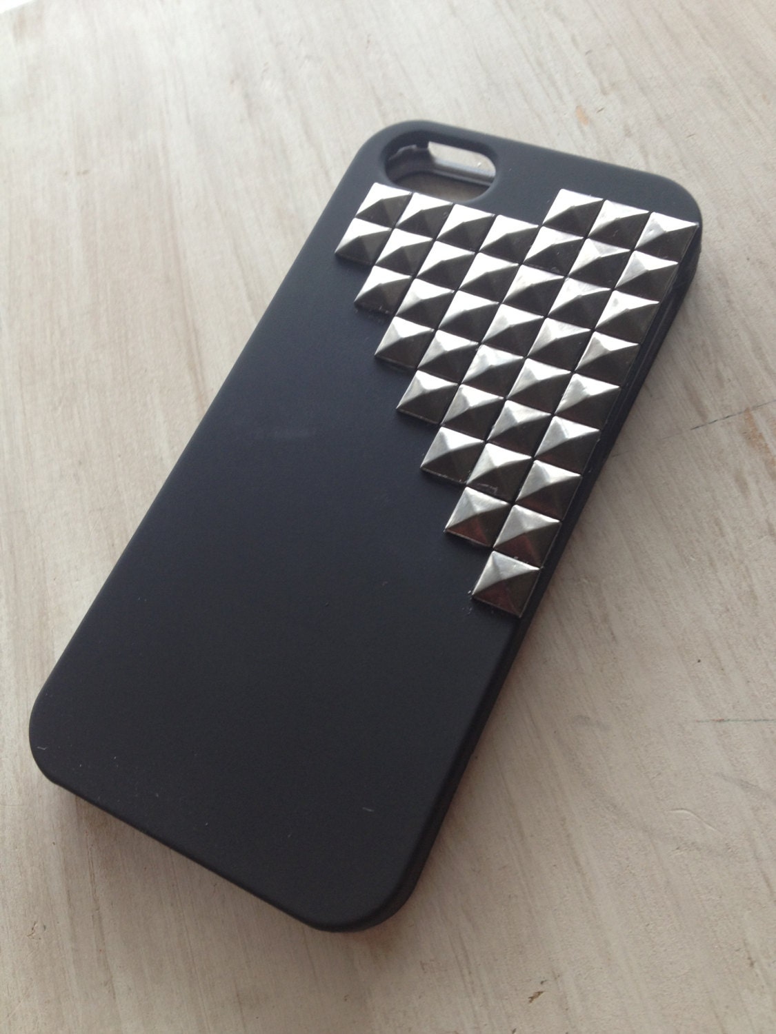 Ready to ship black iphone 5 case with gunmetal studs / iphone 5 studded case / black iphone 5 case / USA seller