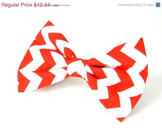 ON SALE Dog Bow Tie: Red Chevron... Pet Bow Tie, Bowtie, Collar Attachment